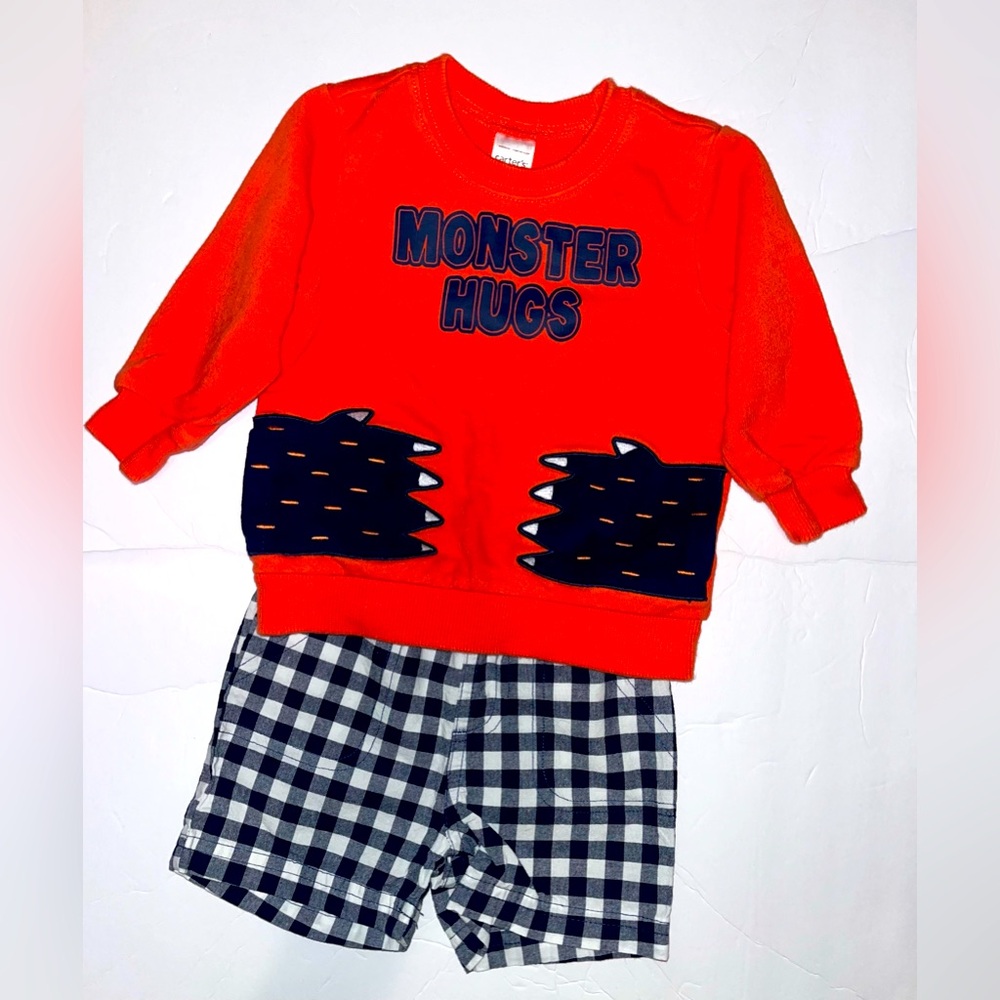 Carter’s Boys Monster Hugs shirt with shorts